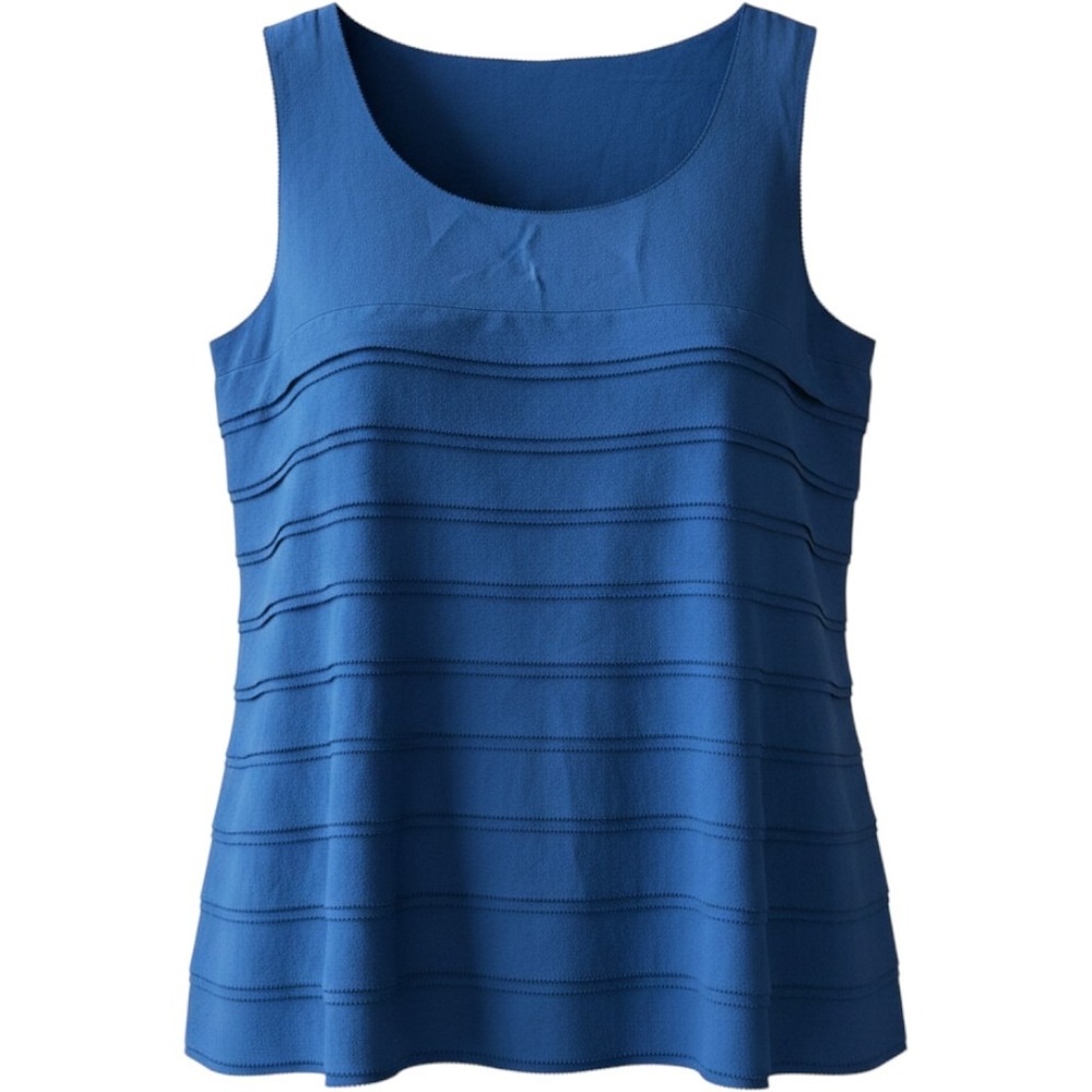 Tory Burch Royal Blue Silk Tiered Ruffle Sleeveless Shell Top Size 6